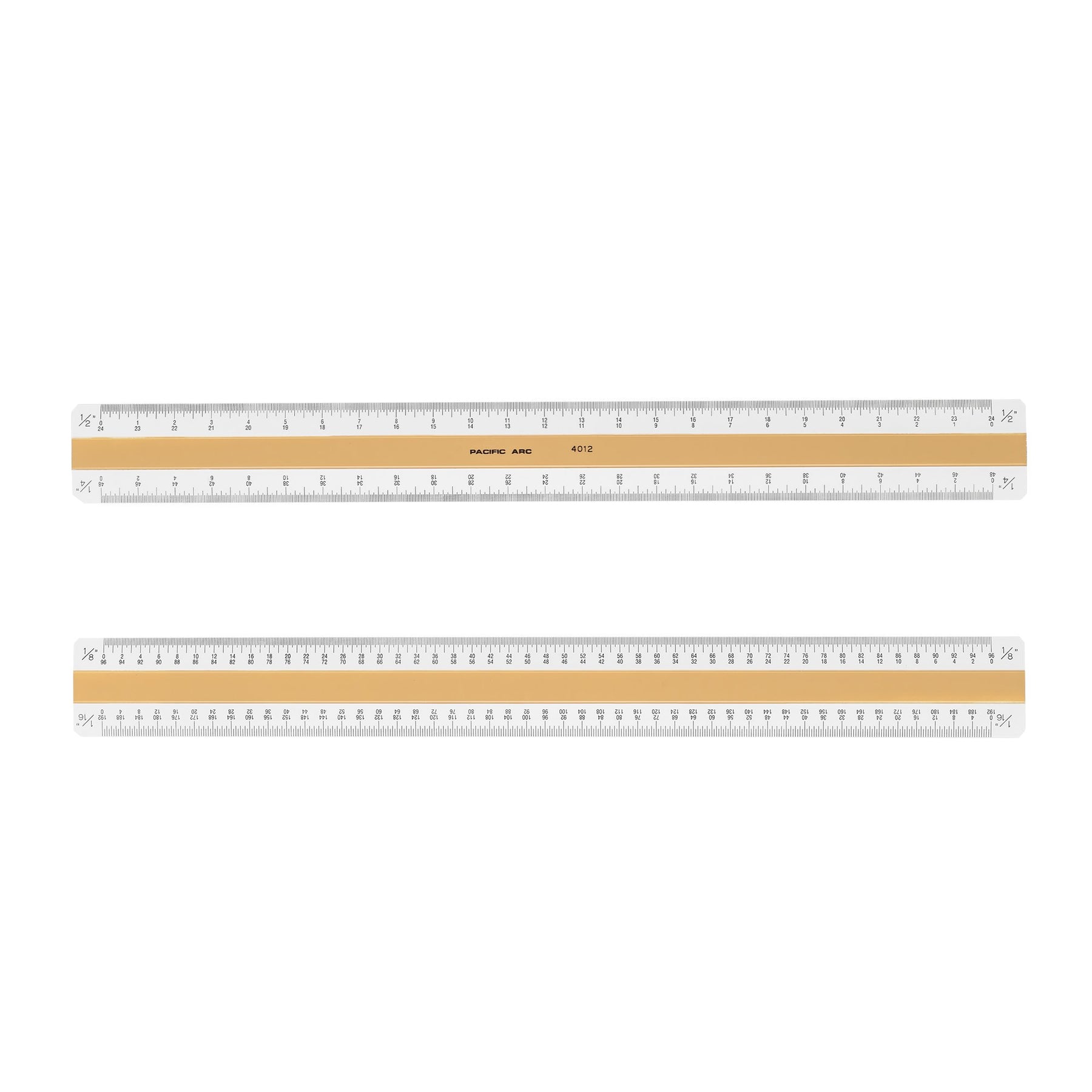 Pacific Arc, Professional 6" or 12" Four Bevel Flat Scale Ruler, Plastic, Architect, Engineer, Metric, and Combo graduations, 4 Bevel Scales for Drafting, Architecture, and Engineering