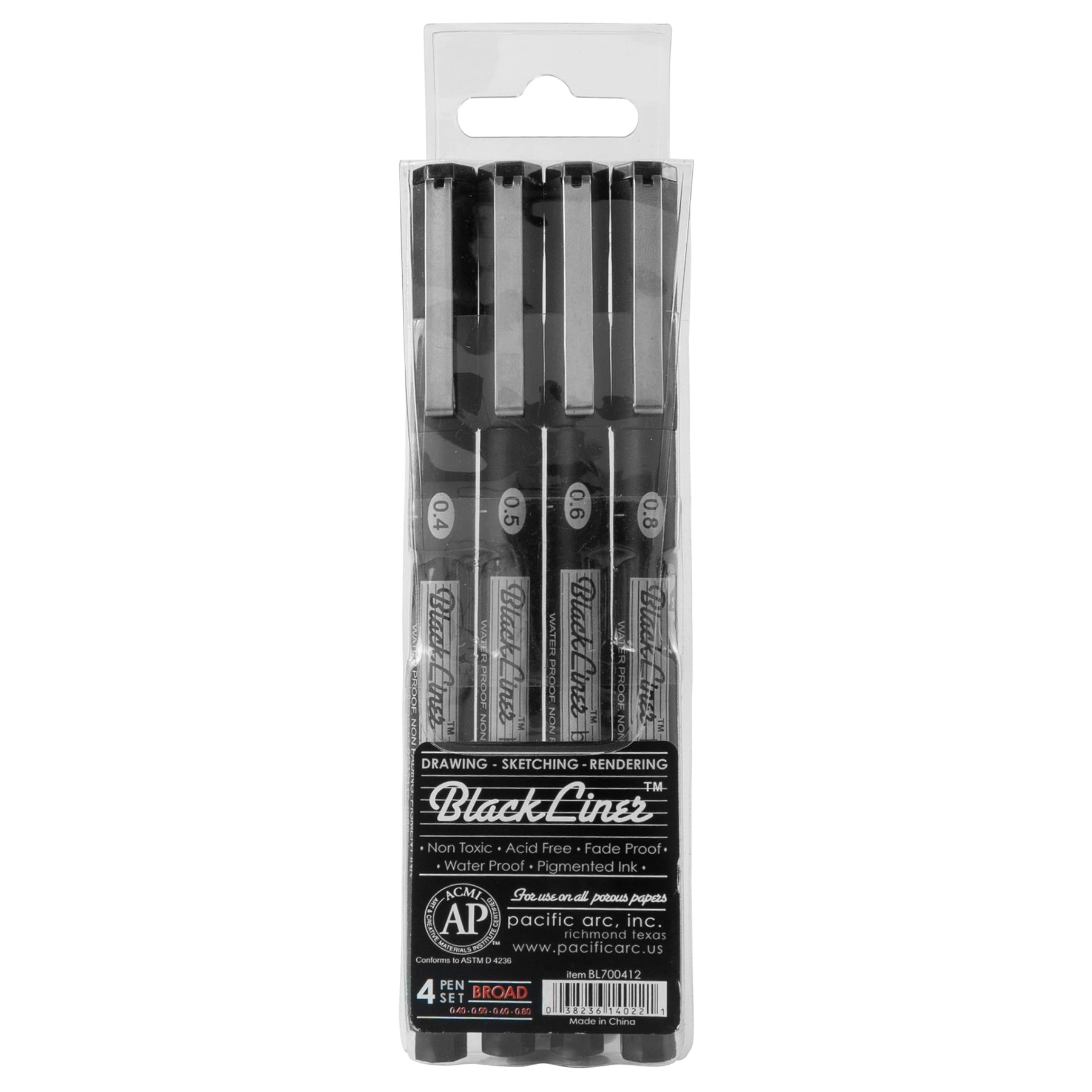 Pacific Arc | Blackliner Black Fineliner Pens | Differently Sized Fine Drawing Pens