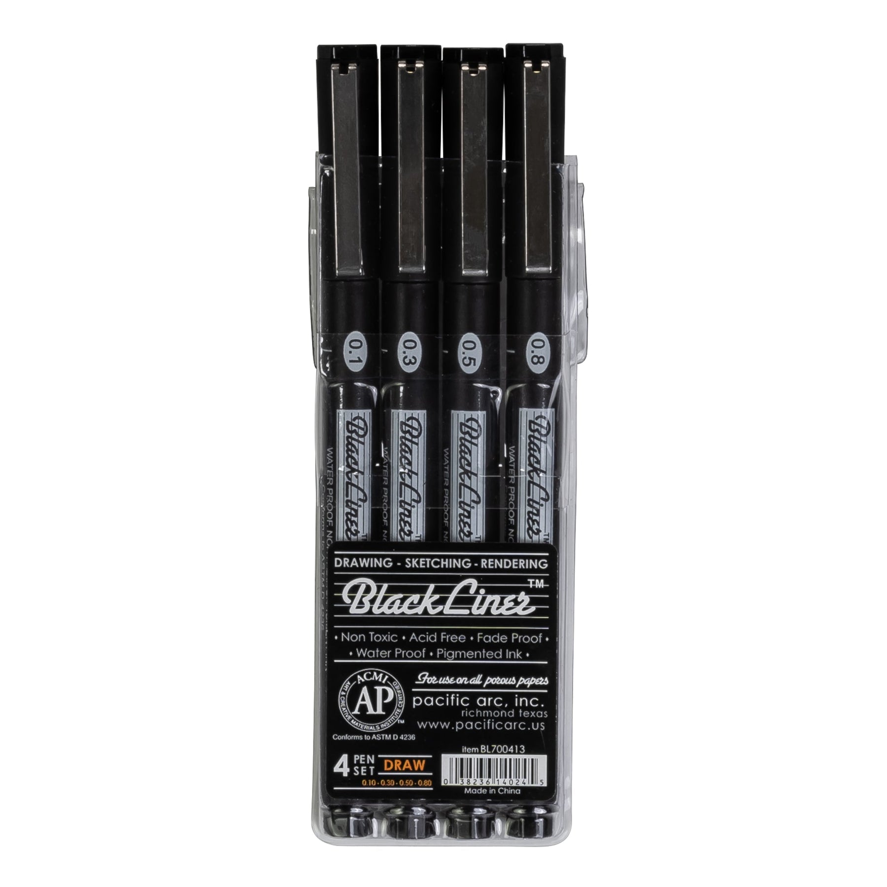 Pacific Arc | Blackliner Black Fineliner Pens | Differently Sized Fine Drawing Pens