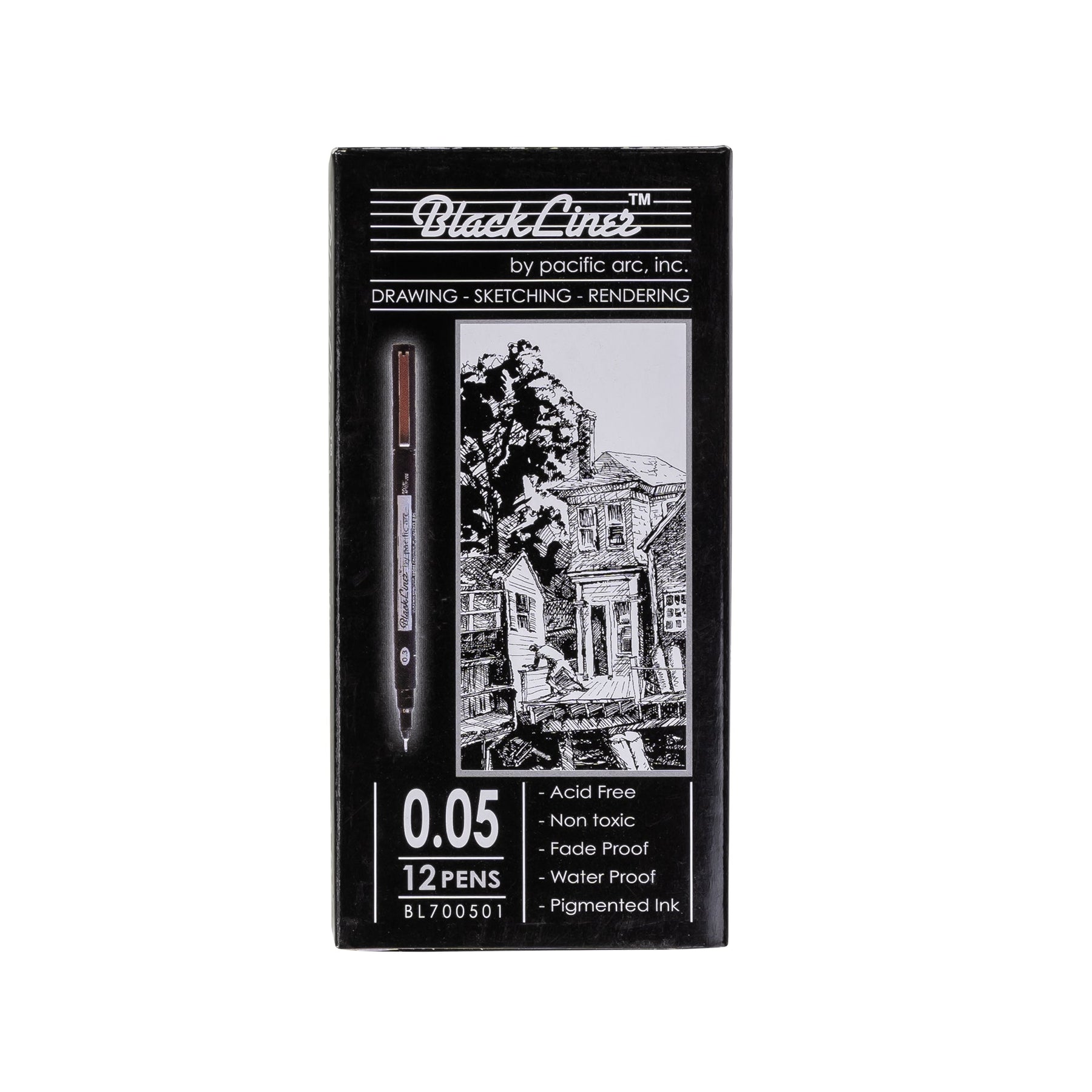 Pacific Arc | Blackliner Black Fineliner Pens | Differently Sized Fine Drawing Pens