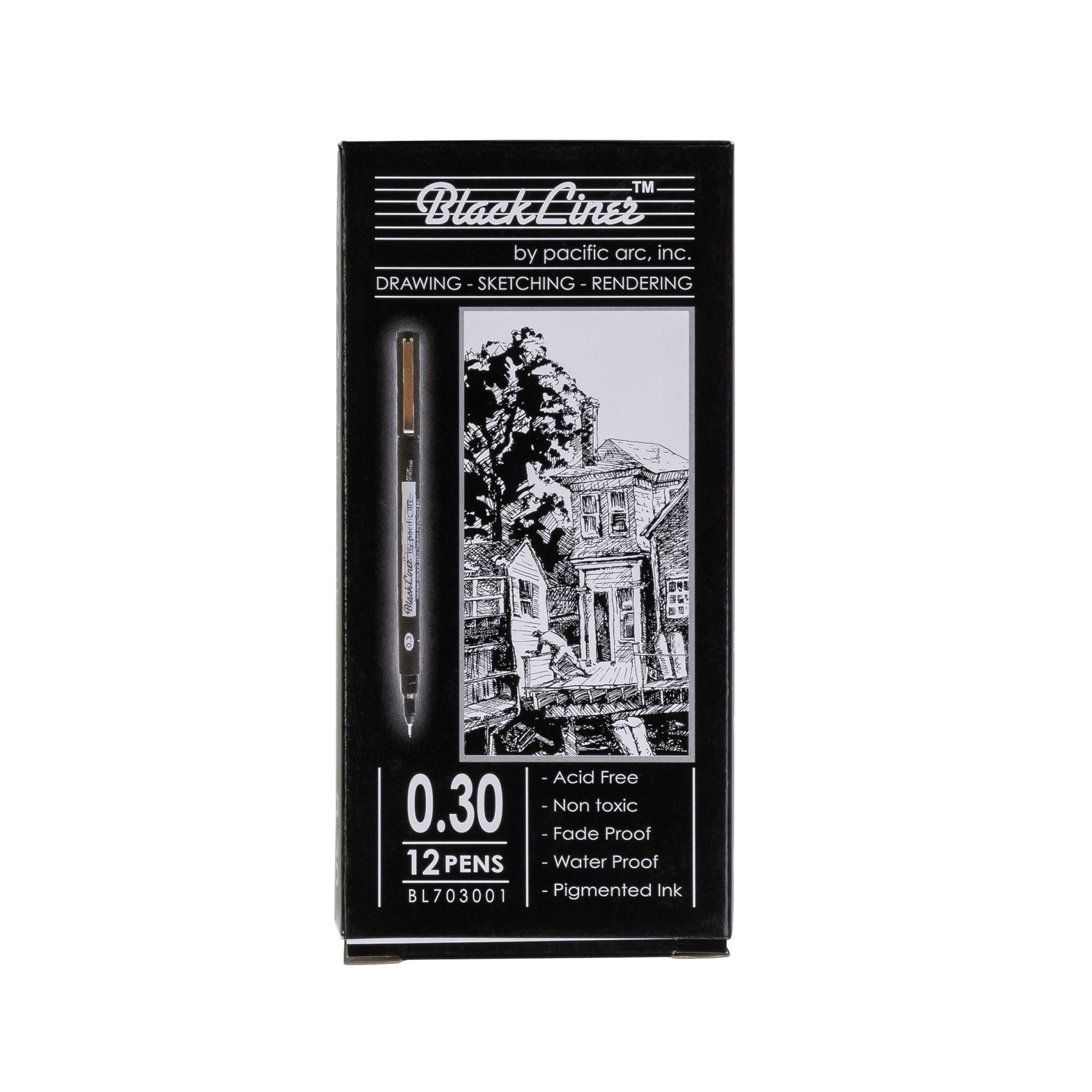 Pacific Arc | Blackliner Black Fineliner Pens | Differently Sized Fine Drawing Pens