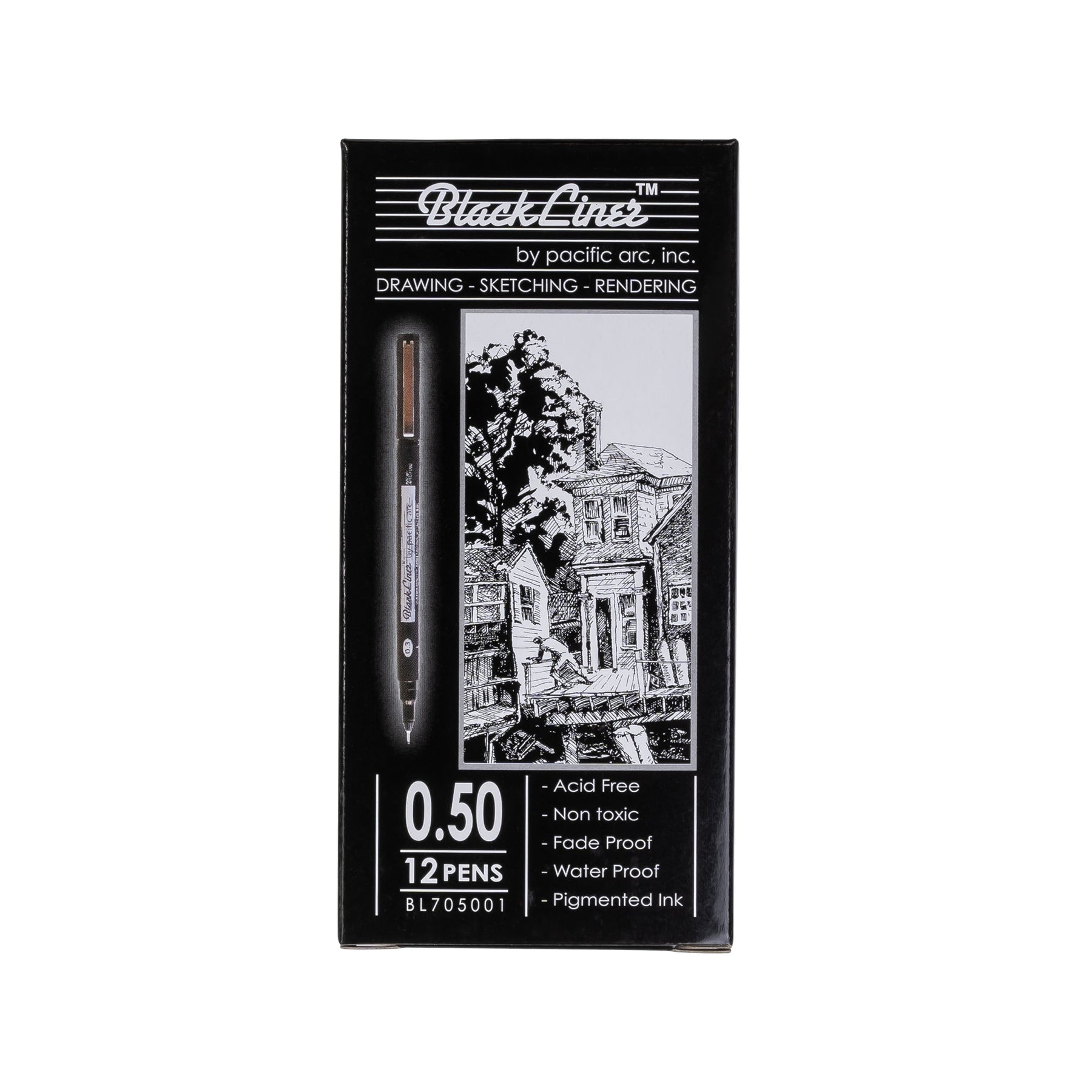 Pacific Arc | Blackliner Black Fineliner Pens | Differently Sized Fine Drawing Pens