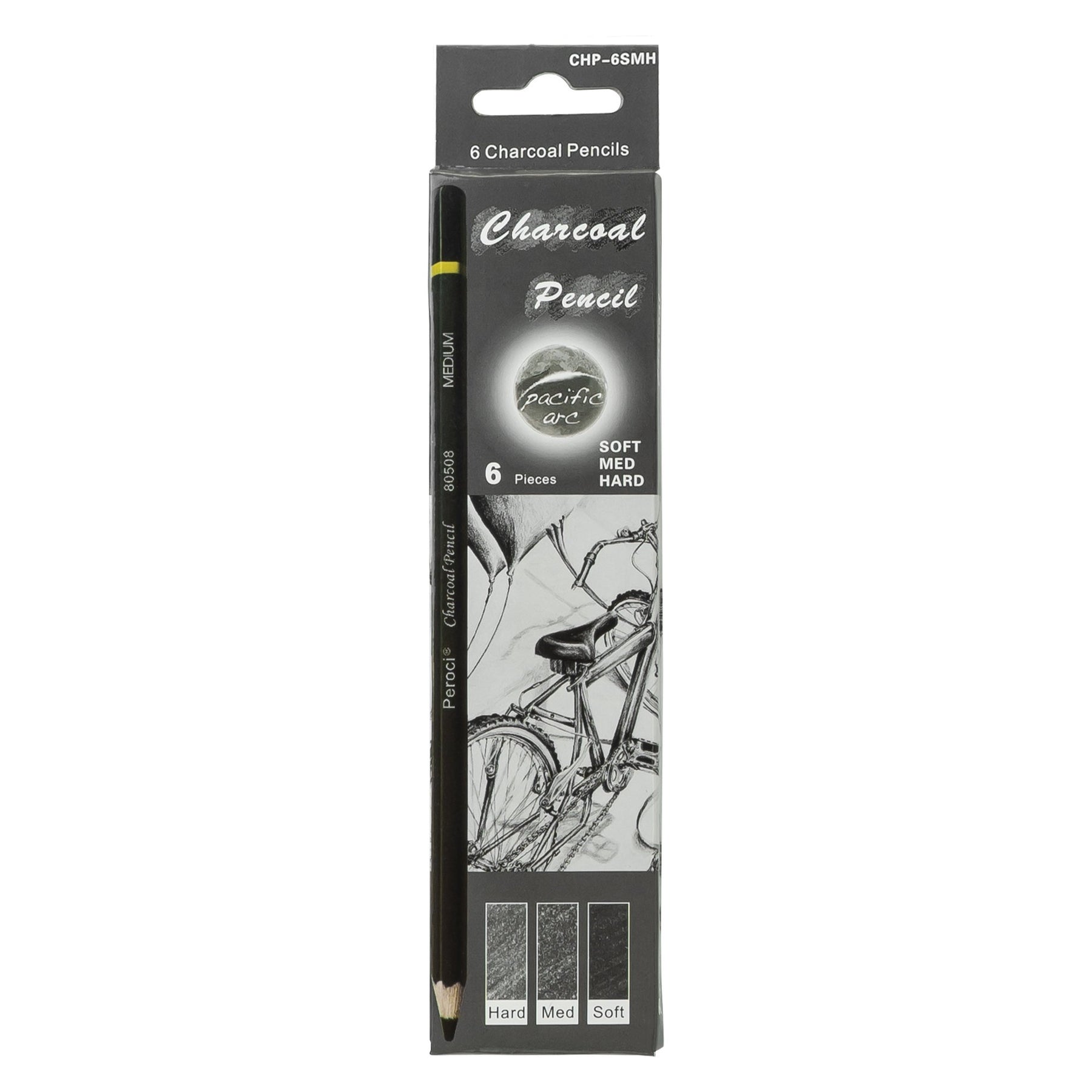 Premium Charcoal Drawing Pencils for Artists - 6 Pieces Soft Medium and Hard - Charcoal Pencils for Drawing, Sketching and Shading - Great Non Toxic Art Supplies Set for Adults and Kids