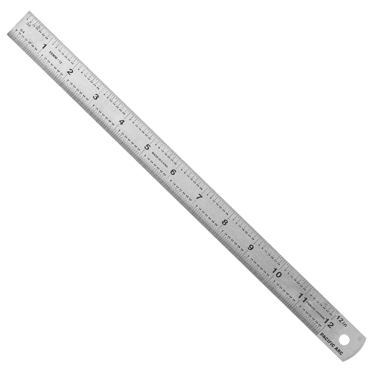 Pacific Ar, Stainless Steel Ruler Inch and Metric, with Inch (8th, 16th, 32nd), Metric (mm)