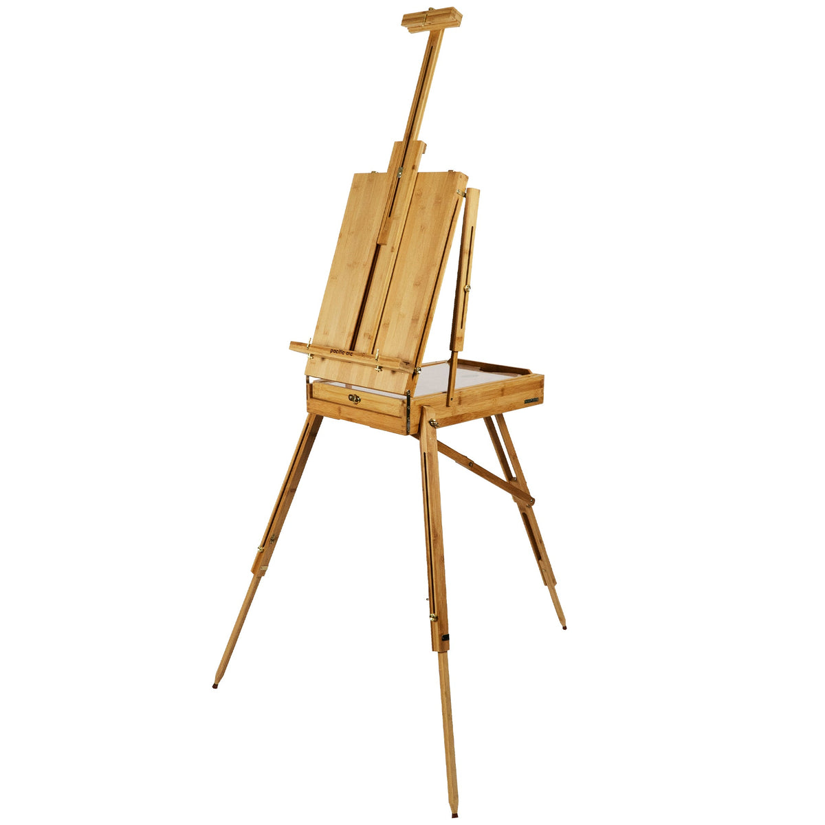 Pacific Arc - Solid Bamboo French Box Field Easel with Palette and Sketchbox, 34 Inch Canvas Size for Painting, Drawing, Watercolors,Sketching, Pictures, Signs, Posterboards
