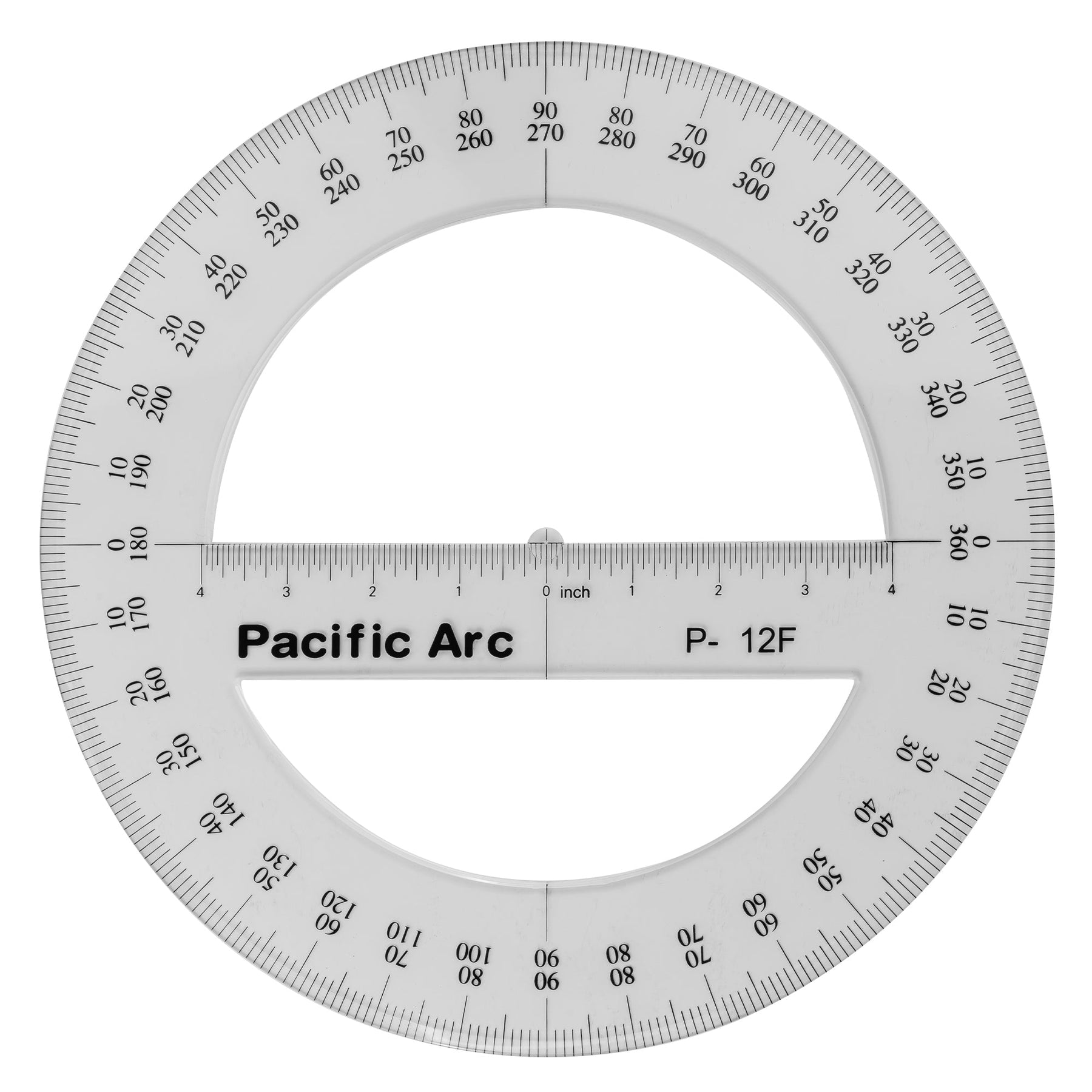 Pacific Arc's 180 degree Plastic Protractor Clear Ruler