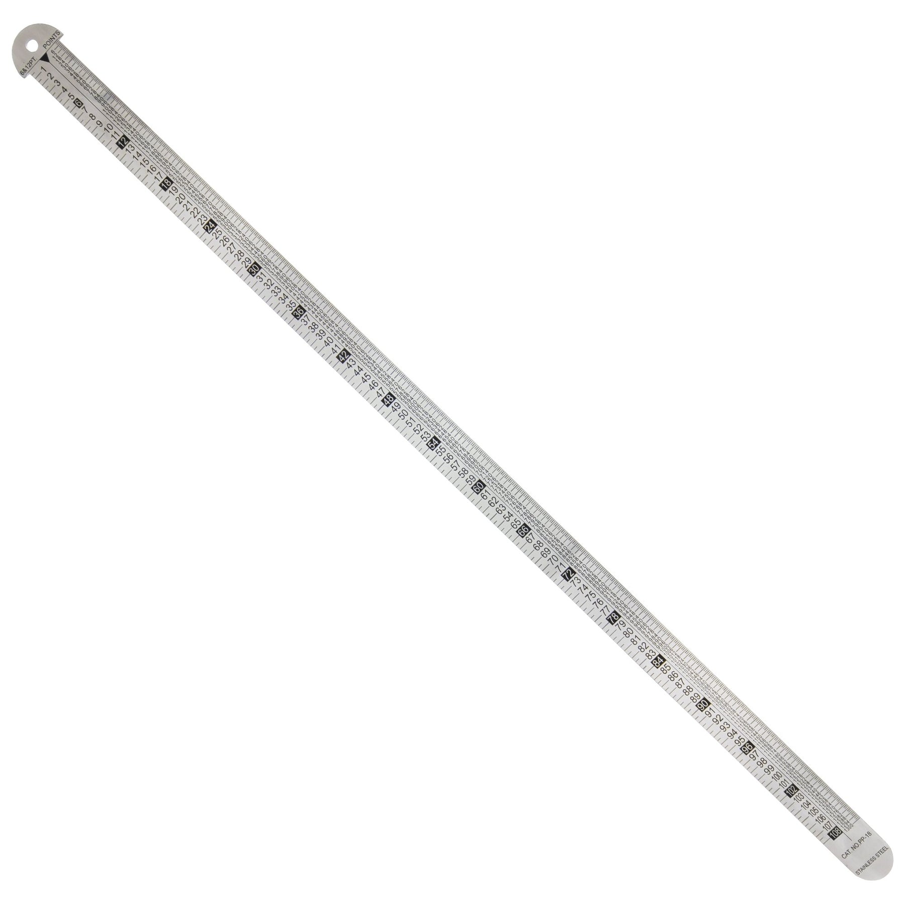 Pacific Arc, Pica Pole Metal Ruler, with Pica, Points, Inches, and Agate Measurements, Stainless Steel Ruler for Drafting