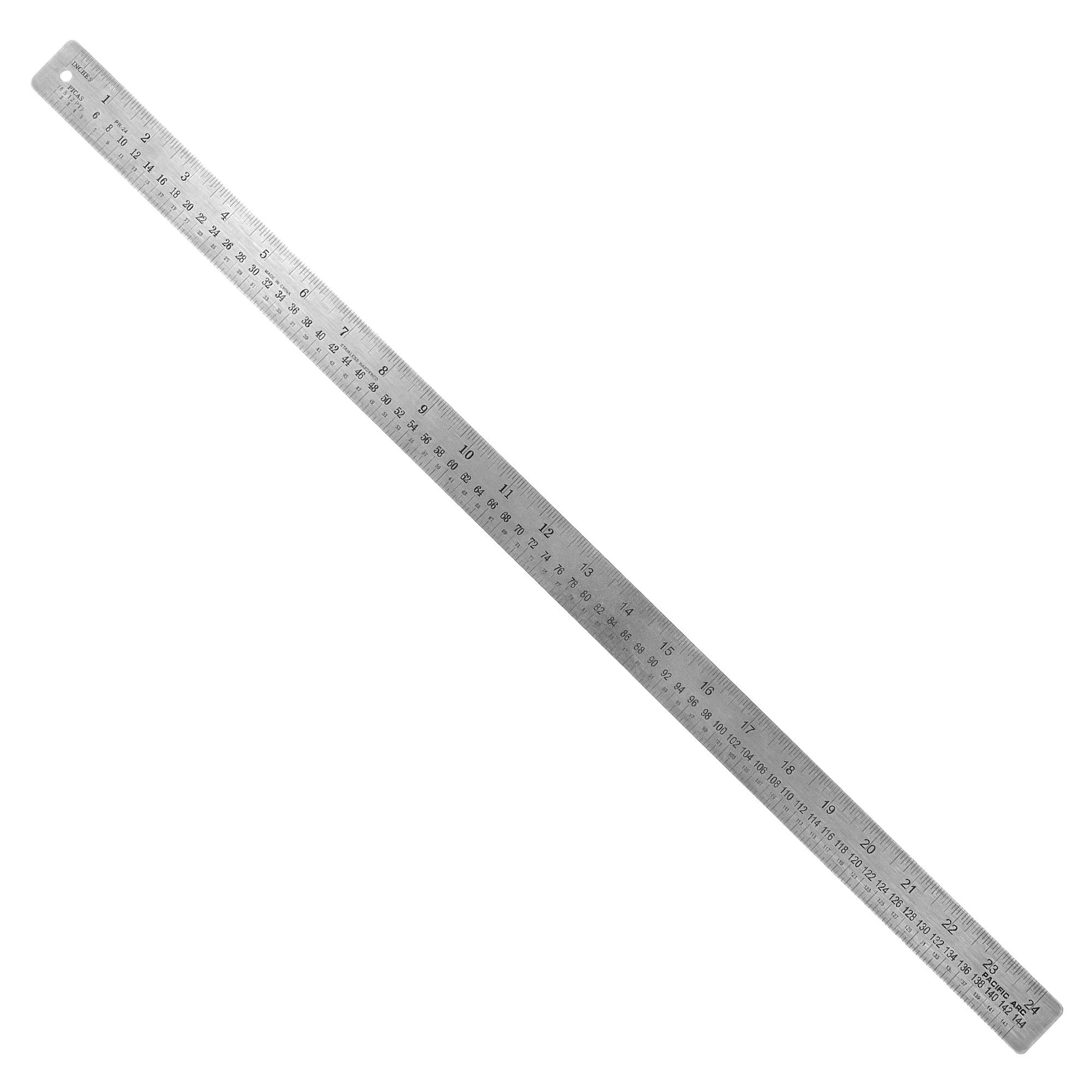 Pacific Arc, Pica Pole Metal Ruler, with Pica, Points, Inches, and Agate Measurements, Stainless Steel Ruler for Drafting