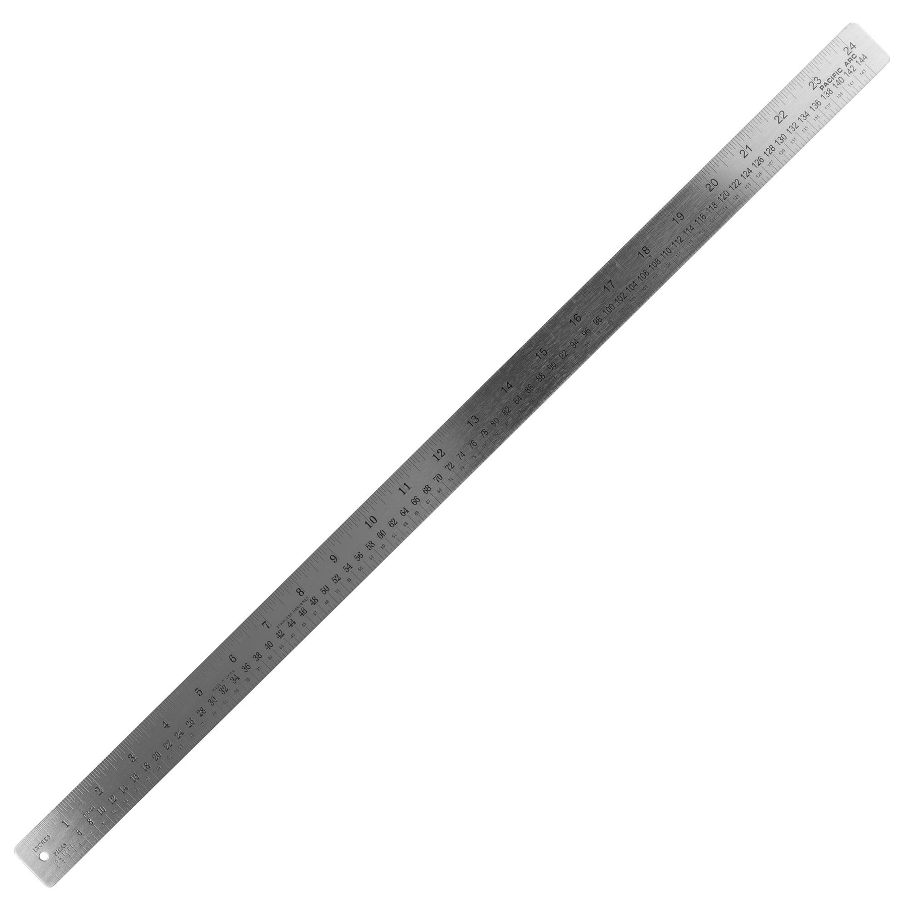 Pacific Arc, Pica Pole Metal Ruler, with Pica, Points, Inches, and Agate Measurements, Stainless Steel Ruler for Drafting