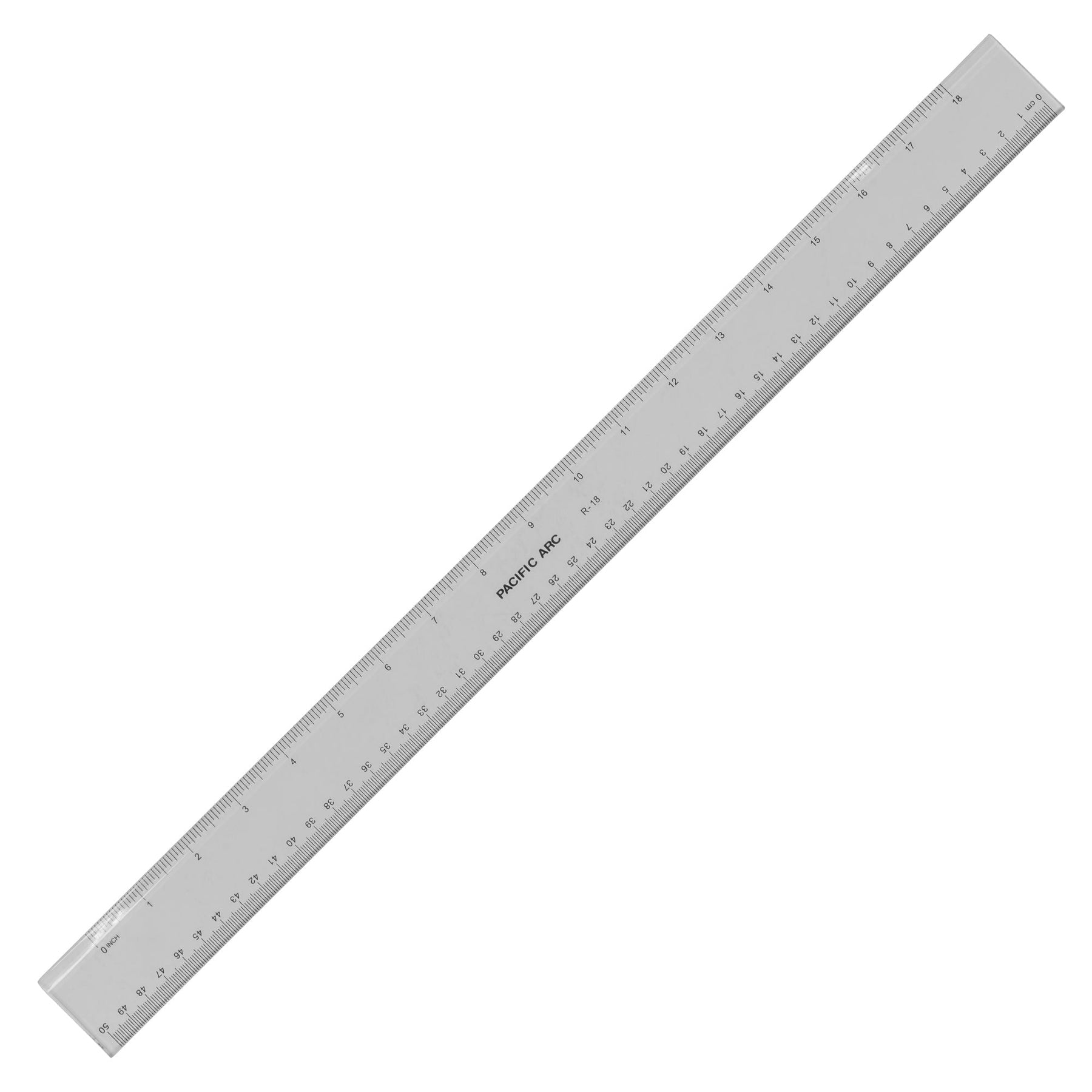 Pacific Arc - 12 Inch Ruler Clear Plastic, Graduations in Inches and Centimeters