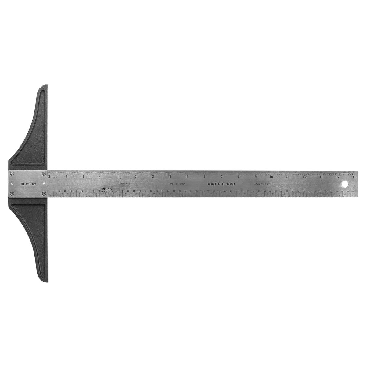 Pacific Arc 18 To 48 Inch T Square, Traditional Stainless Steel, Graduated Inch and Pica