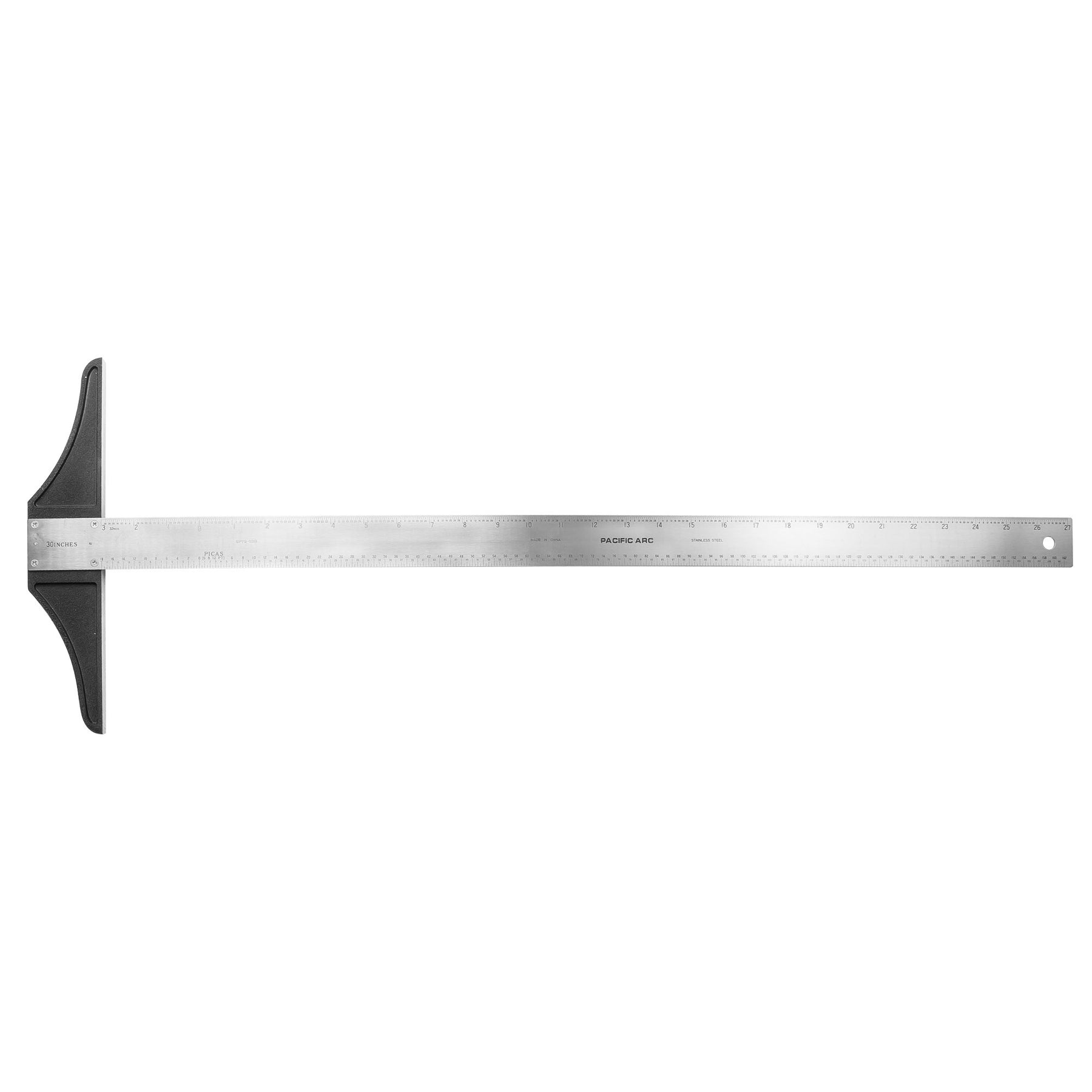 Pacific Arc 18 To 48 Inch T Square, Traditional Stainless Steel, Graduated Inch and Pica