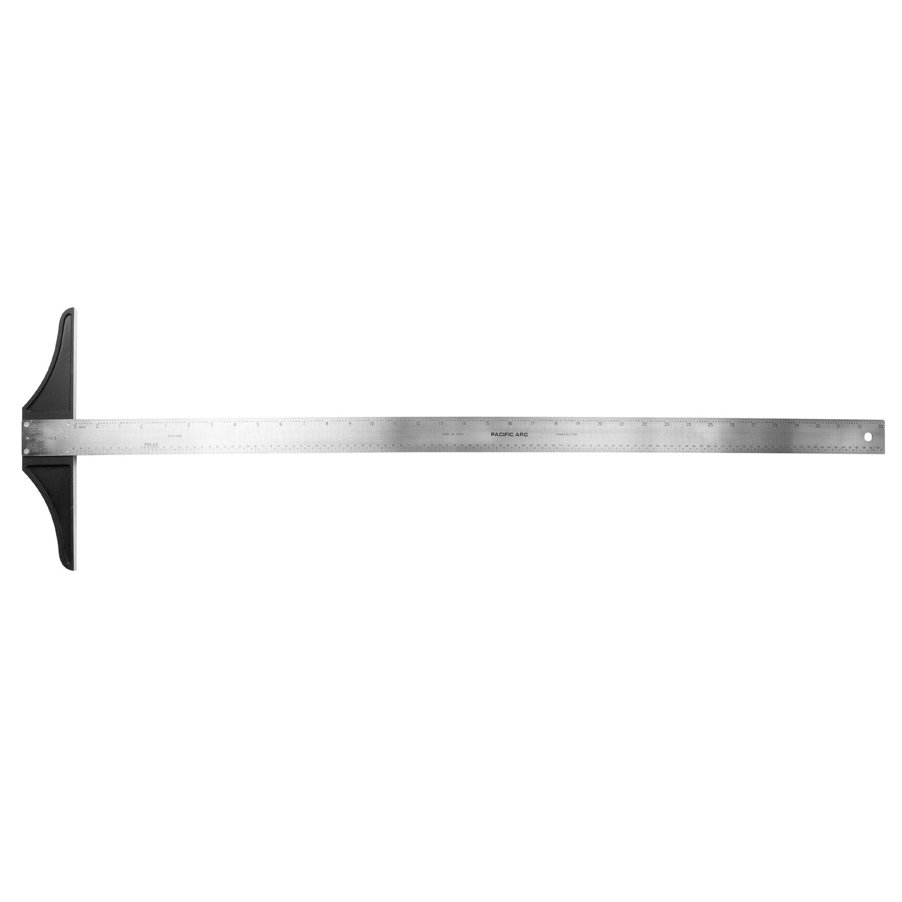Pacific Arc 18 To 48 Inch T Square, Traditional Stainless Steel, Graduated Inch and Pica