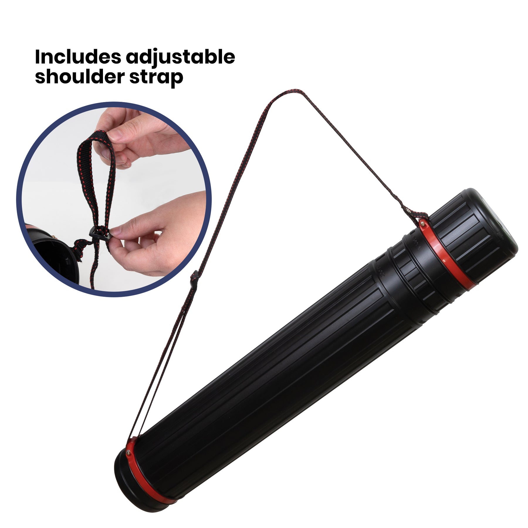 Pacific Arc - Expandable Poster Storage Mailing Tube, for Blueprint, Artwork, Plans, Drafting - Hard Plastic Black
