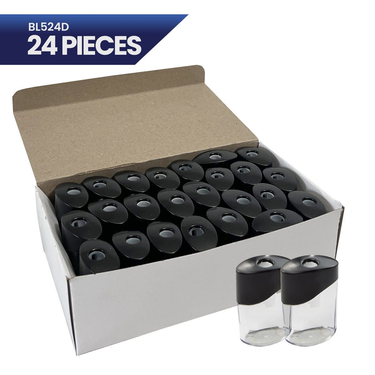 Pacific Arc Display Hand Held Pencil Sharpener with Canister - 24 sharpeners - For students and professionals