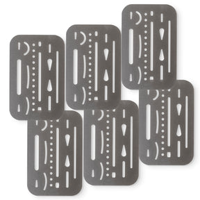 Pacific Arc - Professional Erasing Shield Solid Stainless Steel with 26 Openings 6 pack