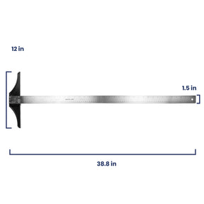 Pacific Arc 18 To 48 Inch T Square, Traditional Stainless Steel, Graduated Inch and Metric