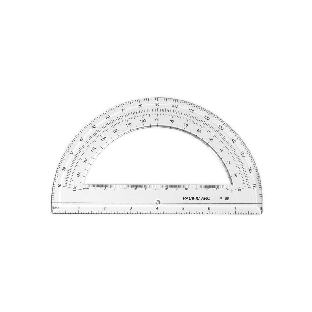 Pacific Arc's Plastic Protractor Clear Ruler | 360 & 180 degrees