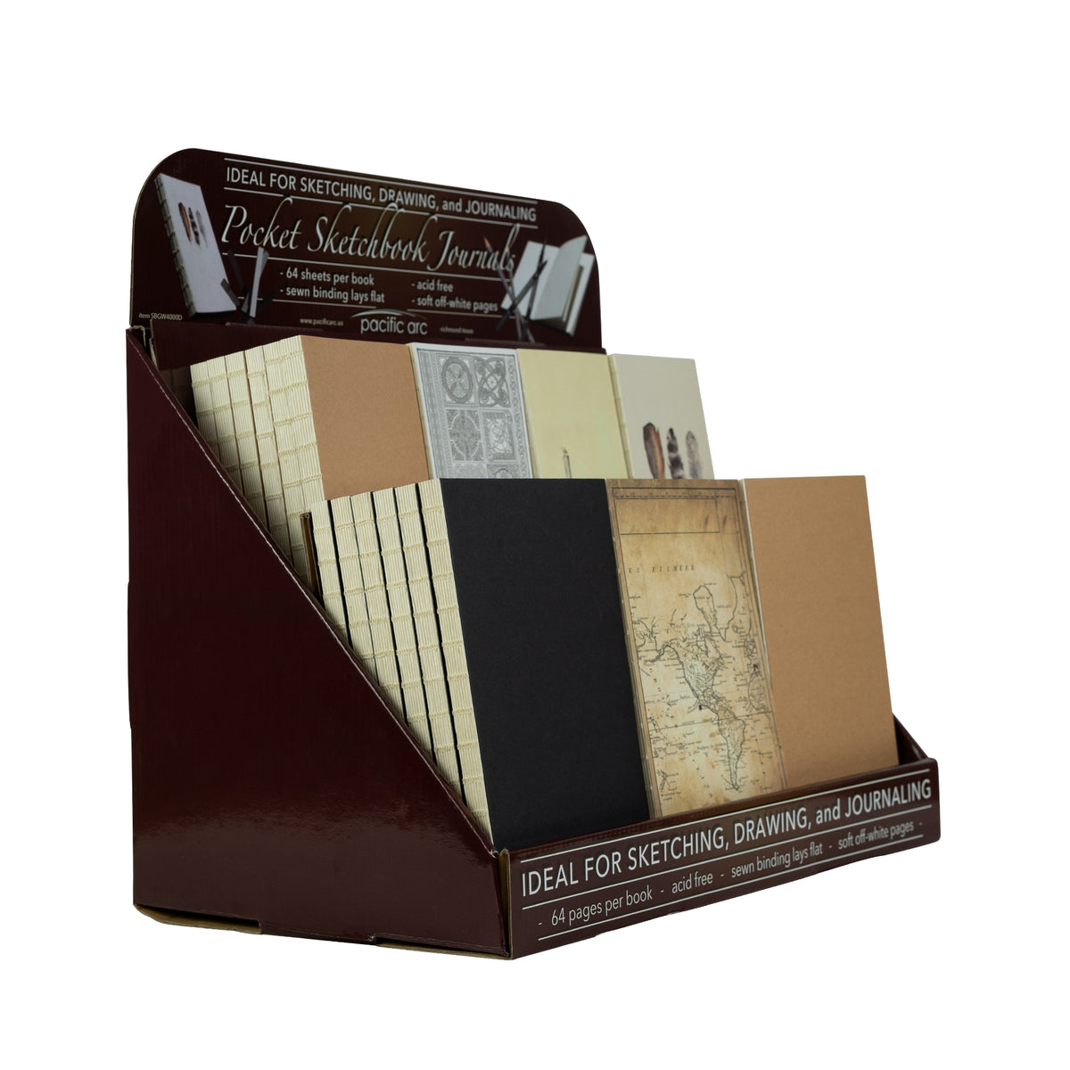 LayFlat Sketchbook Display - Small and Medium Sketchbooks - Black Blank Note Book, 64 Sheets, Thick 100gsm Paper