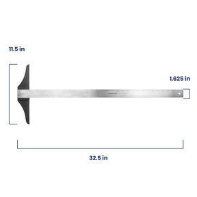 Pacific Arc 18 To 48 Inch T Square, Traditional Stainless Steel, Graduated Inch and Pica
