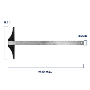 Pacific Arc 18 To 48 Inch T Square, Traditional Stainless Steel, Graduated Inch and Pica
