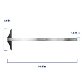Pacific Arc 18 To 48 Inch T Square, Traditional Stainless Steel, Graduated Inch and Pica