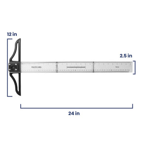 Pacific Arc 18 to 42 Inch T Square, Traditional Acrylic Graduated in Inch and Metric, Detachable Head