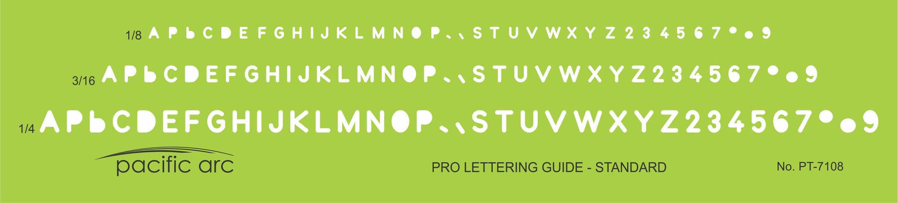 Pac Lettering Pacific Arc - Lettering Template Guides - wide range of letter sizes a