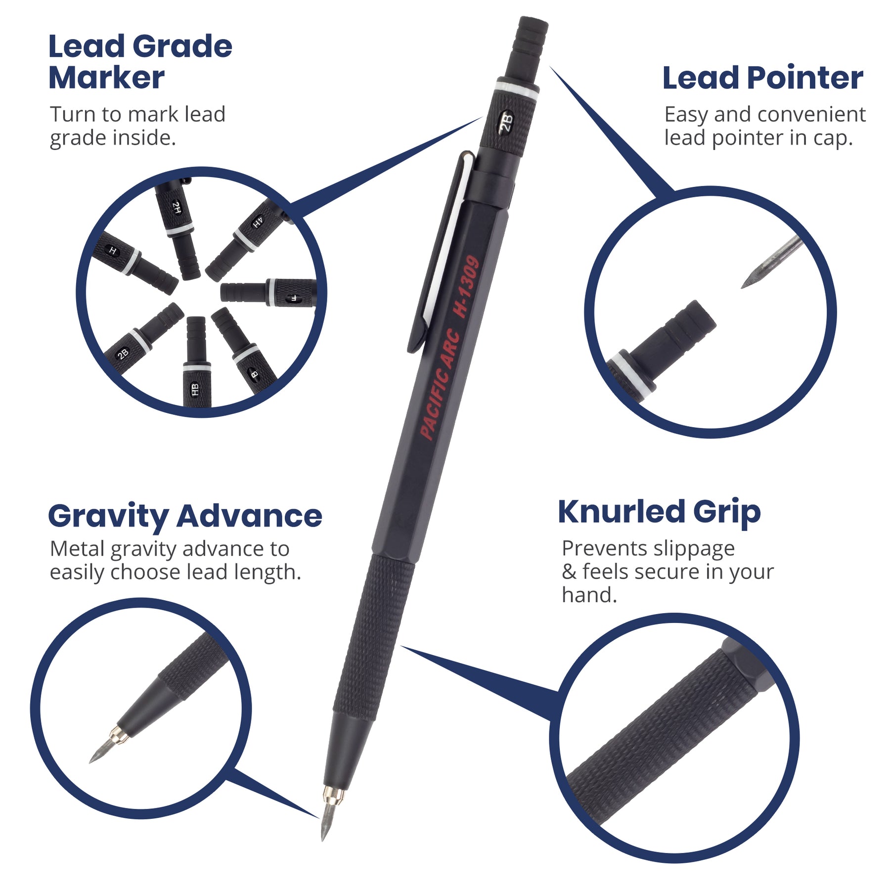  Pacific Arc Hand Held Rotary Lead Pointer with Sharp and Blunt  Settings and Lead Cleaner, Blue : Office Products