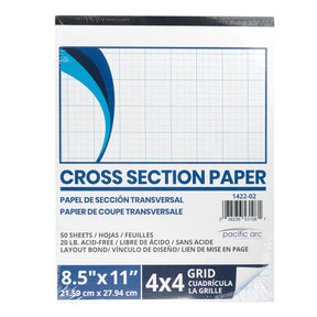 Pacific Arc - Cross Section Paper Pack, 500 Sheets, 8.5 Inch x 11 Inch, 4 x 4 Grid