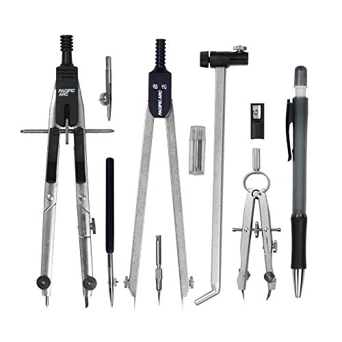 Pacific Arc Pro Series: Jet Bow Drafting Compass Bundle - 2 Ruling Pens, Extension Bar, Lead Holder, Lead Pointer, SM Bow Compass, Double Break Legs - Made in Germany