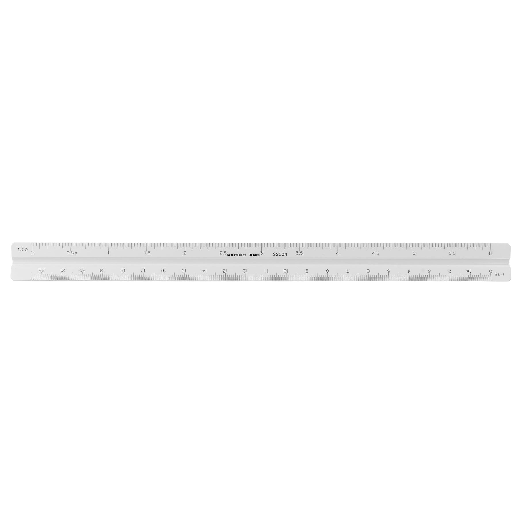 Pacific Arc, Architect Plastic Scale Ruler, Divided by: 1/16th, 3/32, 1/8, 3/16, 1/4, 3/8, 1/2, 3/4, 1, 1-1/2, and 3 inch Scale Degrees. 12 inch