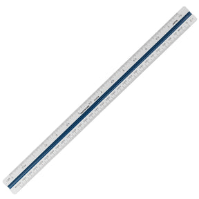 Pacific Arc, Architect Color Coded Scale Ruler, Divided by: 1/16th inch, 3/32 inch, 1/8 inch, 3/16 inch, 1/4 inch, 3/8 inch, 1/2 inch, 3/4 inch, 1 inch, 1-1/2 inch, 3 inch scale degrees. 12 inch