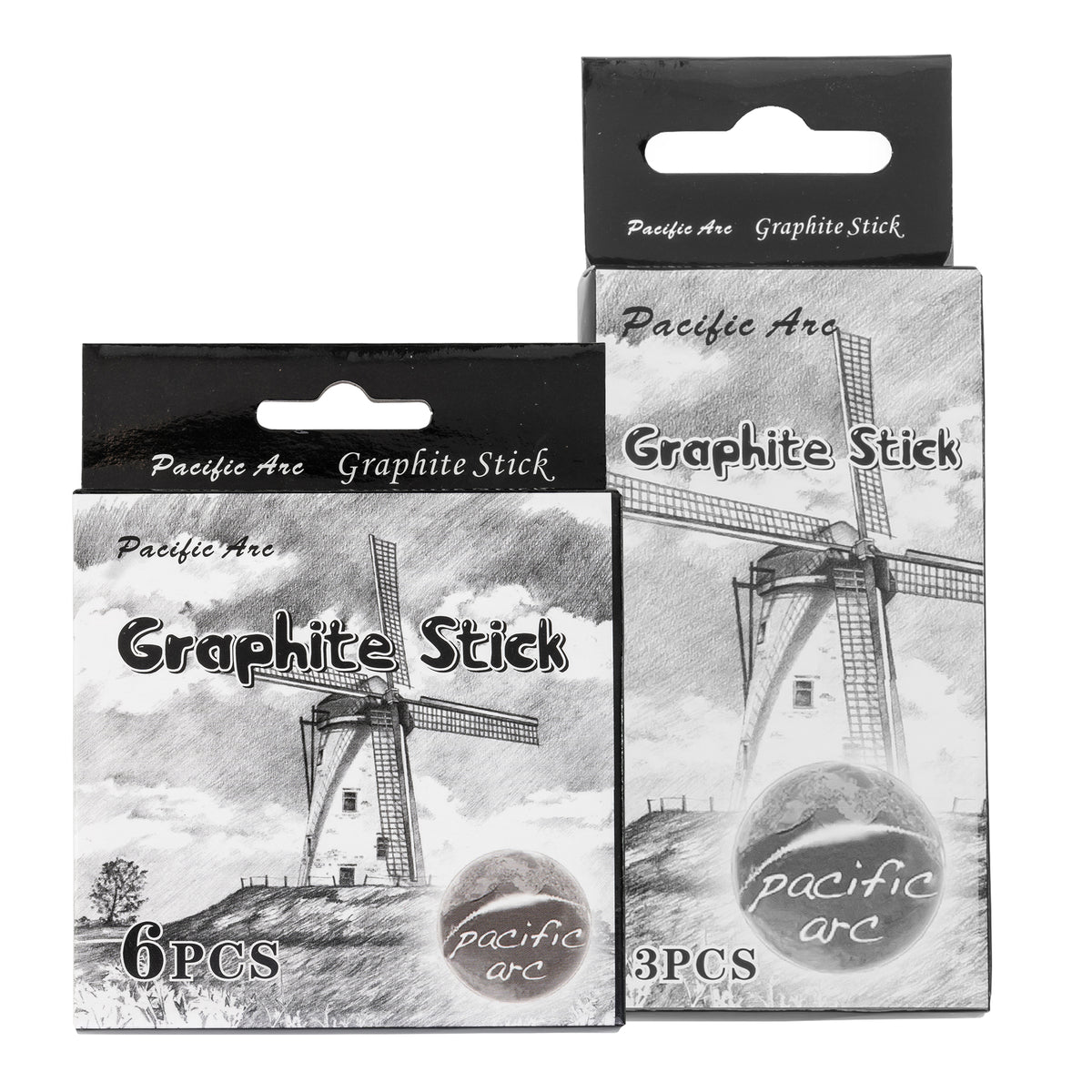 Pacific Arc Artist Vine Charcoal, Soft, Black 4 Charcoal Sticks for Drawing, Sketching, and Fine Art