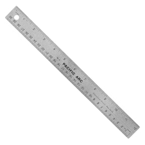 Pacific Arc | Stainless Steel Ruler with Imperial (Inches) and Metric(mm) | Rubber Back or Cork Back