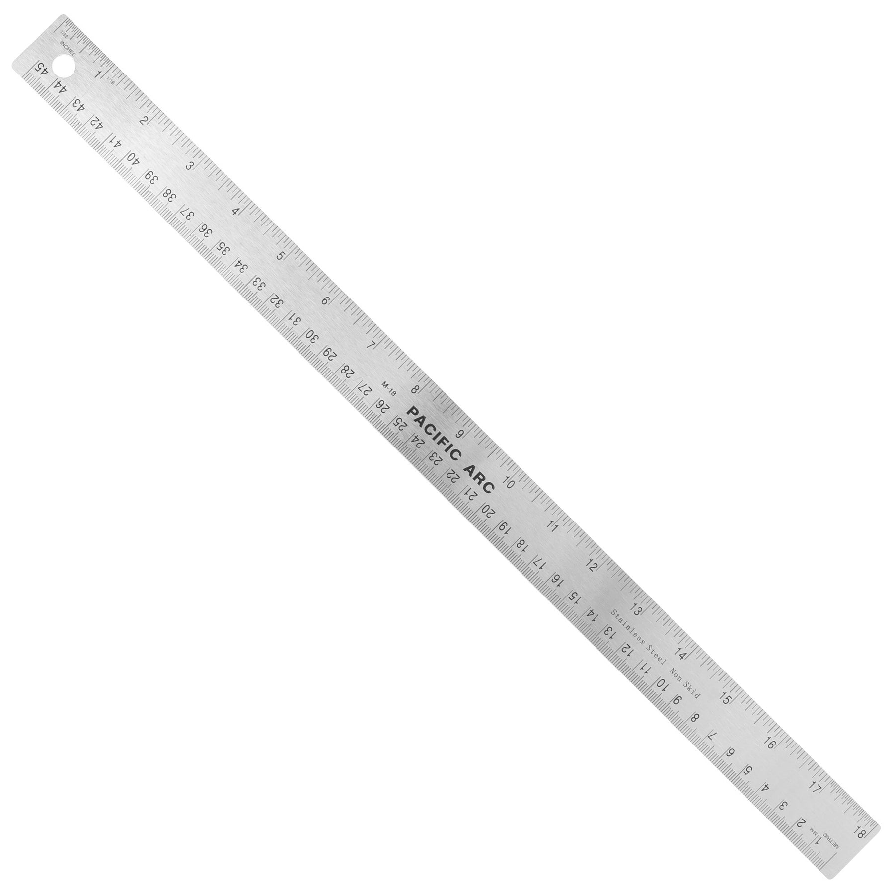 Pacific Arc Stainless Steel Ruler with Inch and Metric(mm), Non Skid Cork  or Rubber Back