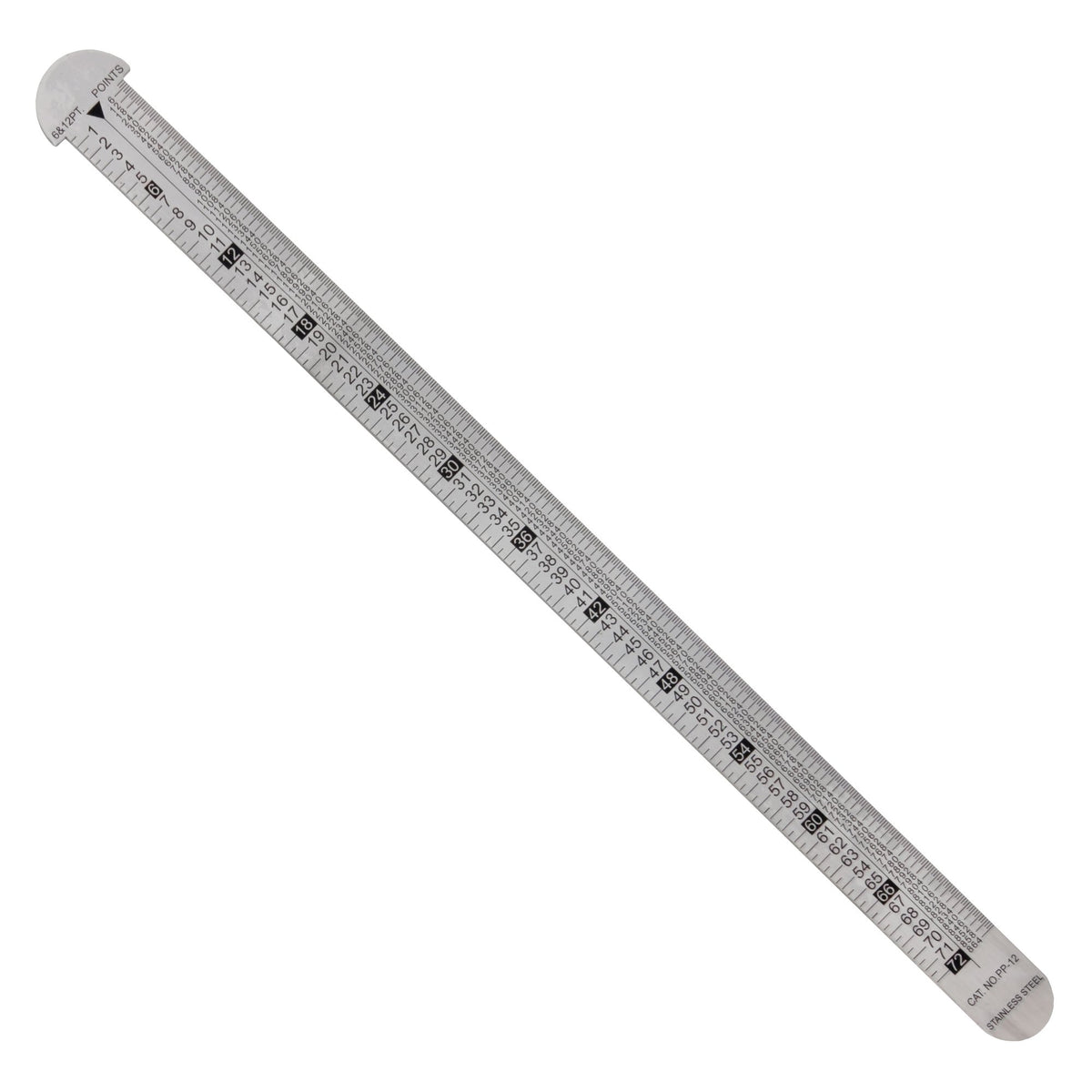 Pacific Arc, Pica Pole Metal Ruler, with Pica, Points, Inches, and Agate Measurements, Stainless Steel Ruler for Drafting