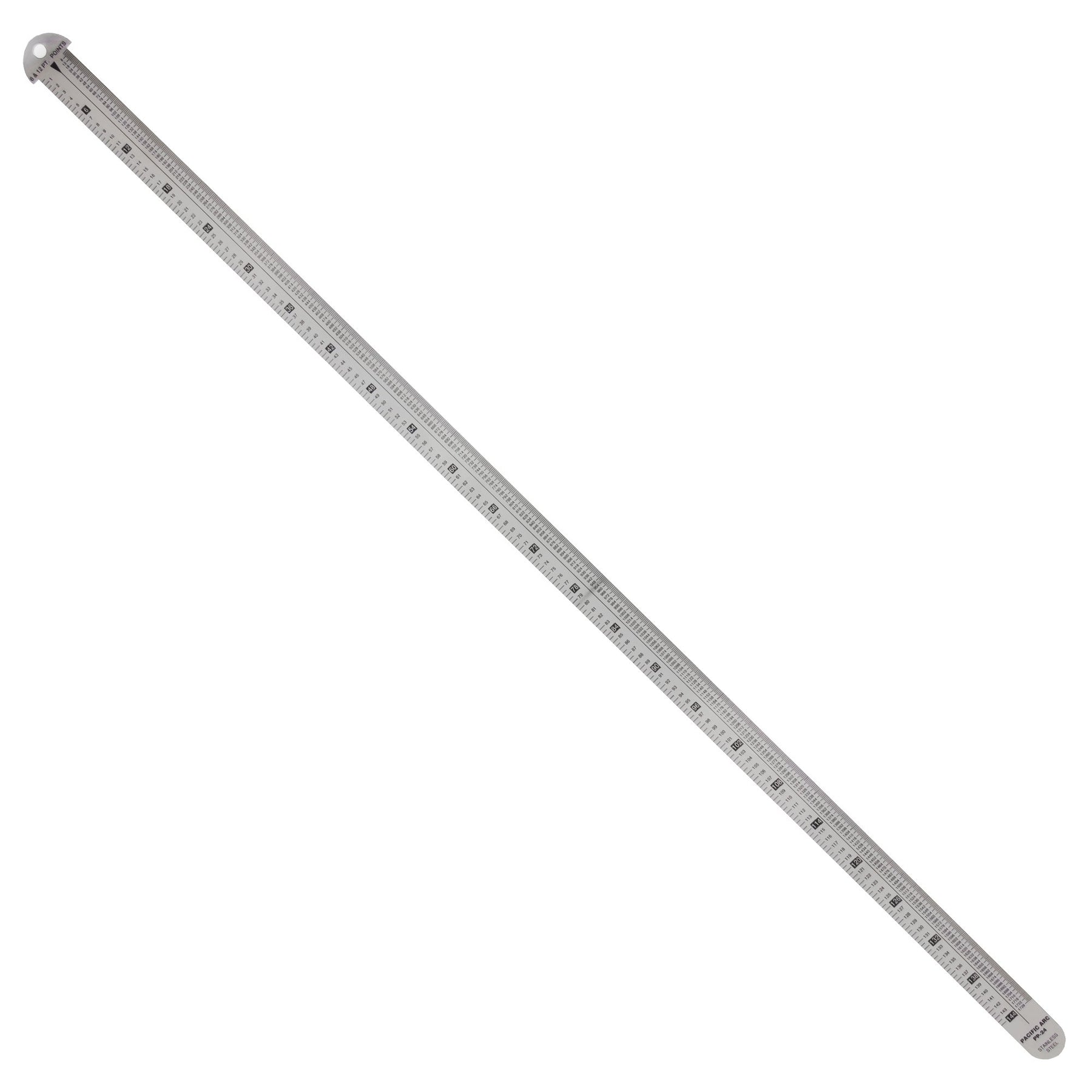 Pacific Arc, Pica Pole Metal Ruler, with Pica, Points, Inches, and Agate Measurements, Stainless Steel Ruler for Drafting