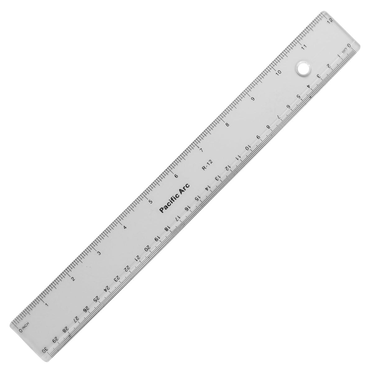 Pacific Arc - 12 Inch Ruler Clear Plastic, Graduations in Inches and Centimeters