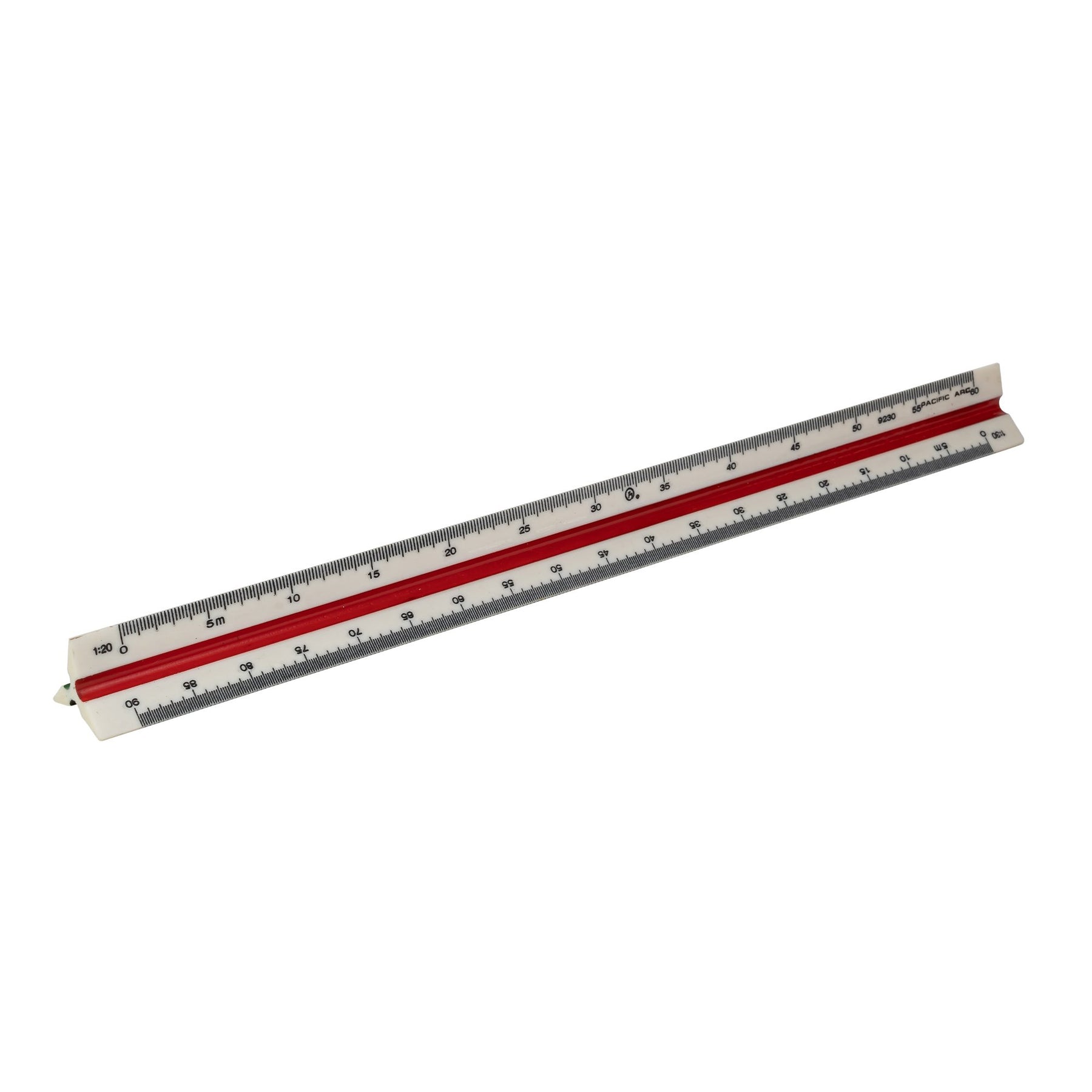 Pacific Arc, Architect Triangle Scale Ruler 12 Inch with Acid Etched Markings Openly Divided by 3/32, 3/16, 1/8, 1/4, 3/8, 1/2, 3/4, 1, 1H, and 3 Inch to The Foot