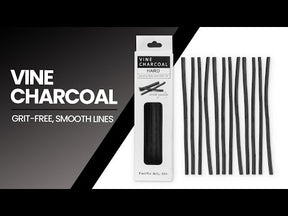 Pacific Arc - Artist Vine Charcoal, Soft, Black 4 Charcoal Sticks for Drawing, Sketching, and Fine Art